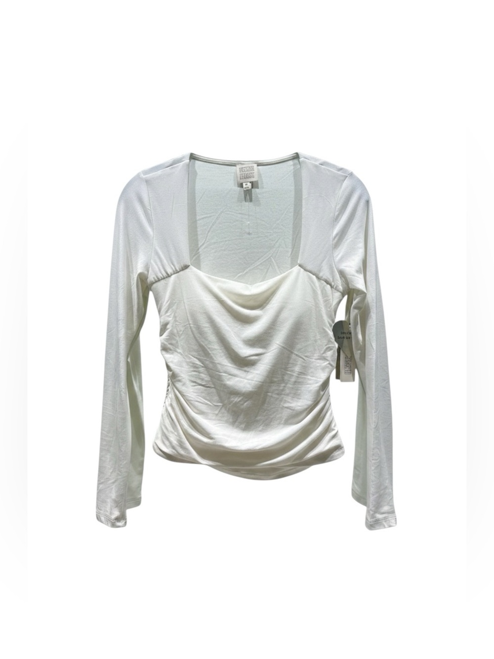 Derek Heart White Long-Sleeve Draped-Neck Blouse